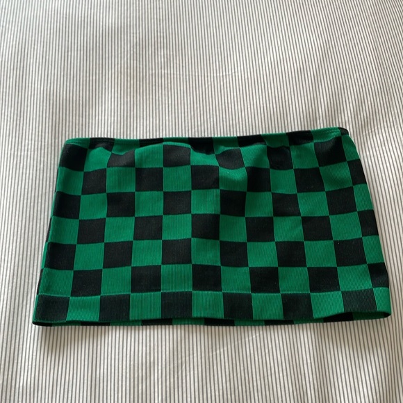 F21 green checkered tube top - Picture 1 of 4